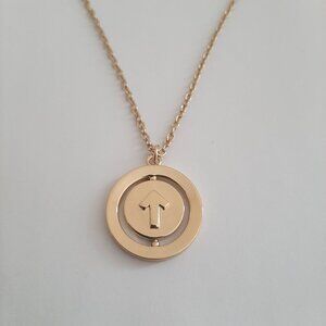 Carolee Gold Tone Chain Spinning Pendant Arrow Necklace